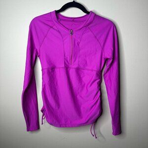 Prana Shirt Womens Sz S Purple 1/4 Zip Stretch Long Sleeve Swim Coverup Rash Top